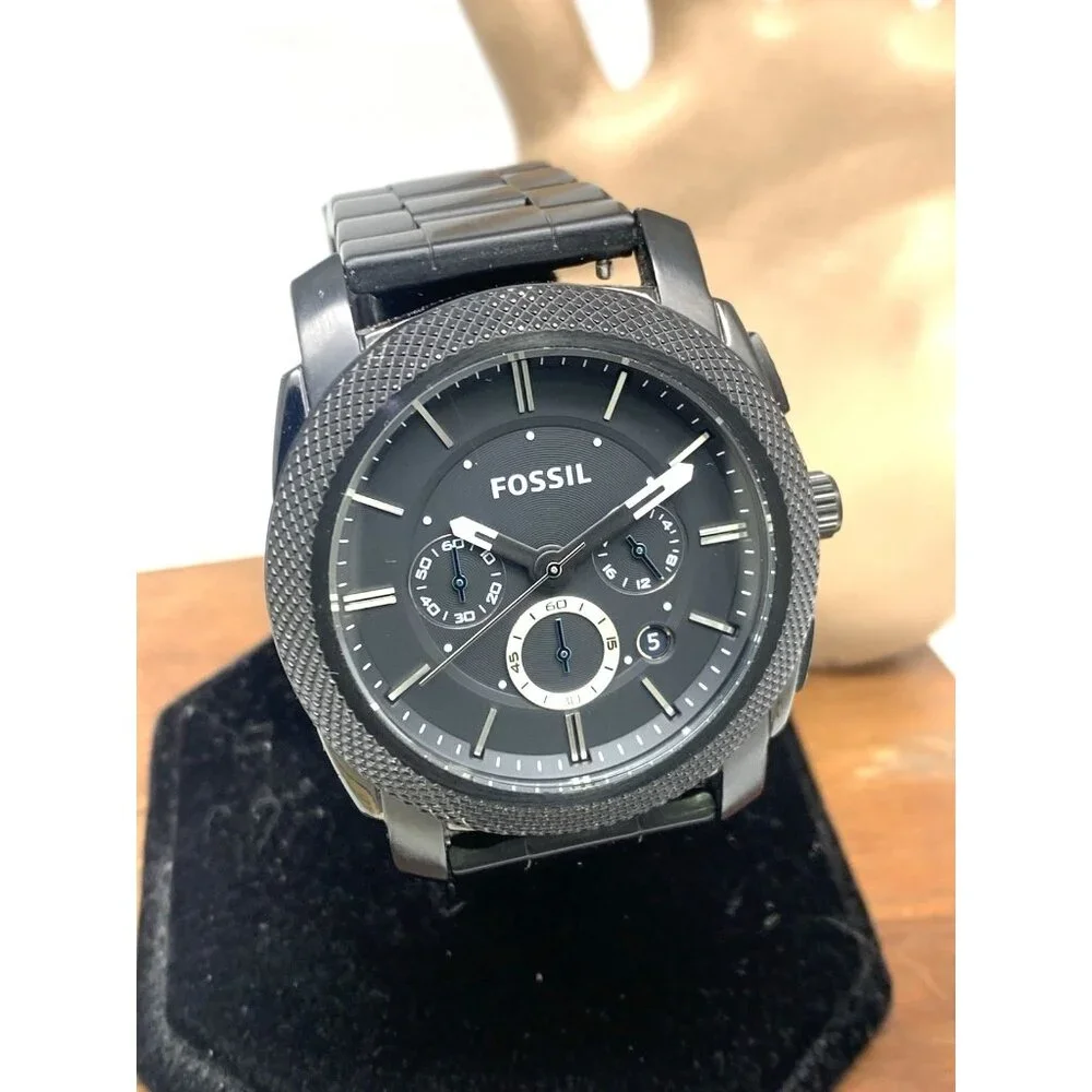 Fossil Men's Watch FS4552 Quartz Chronograph Black Dial Stainless Steel 45mm